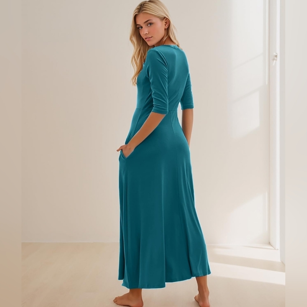 EUC Turkish Blue Large Maxi Dress w Pockets
